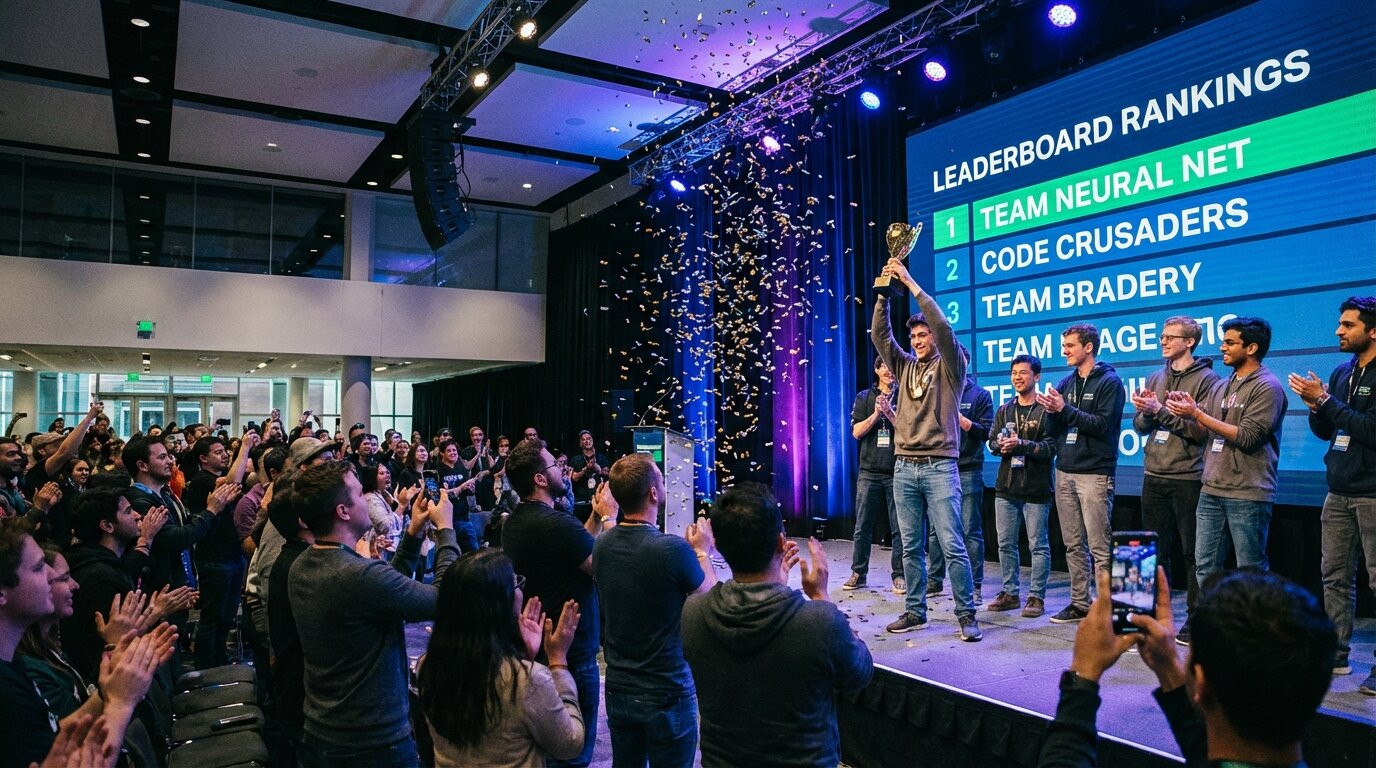 Award ceremony celebration at a competition