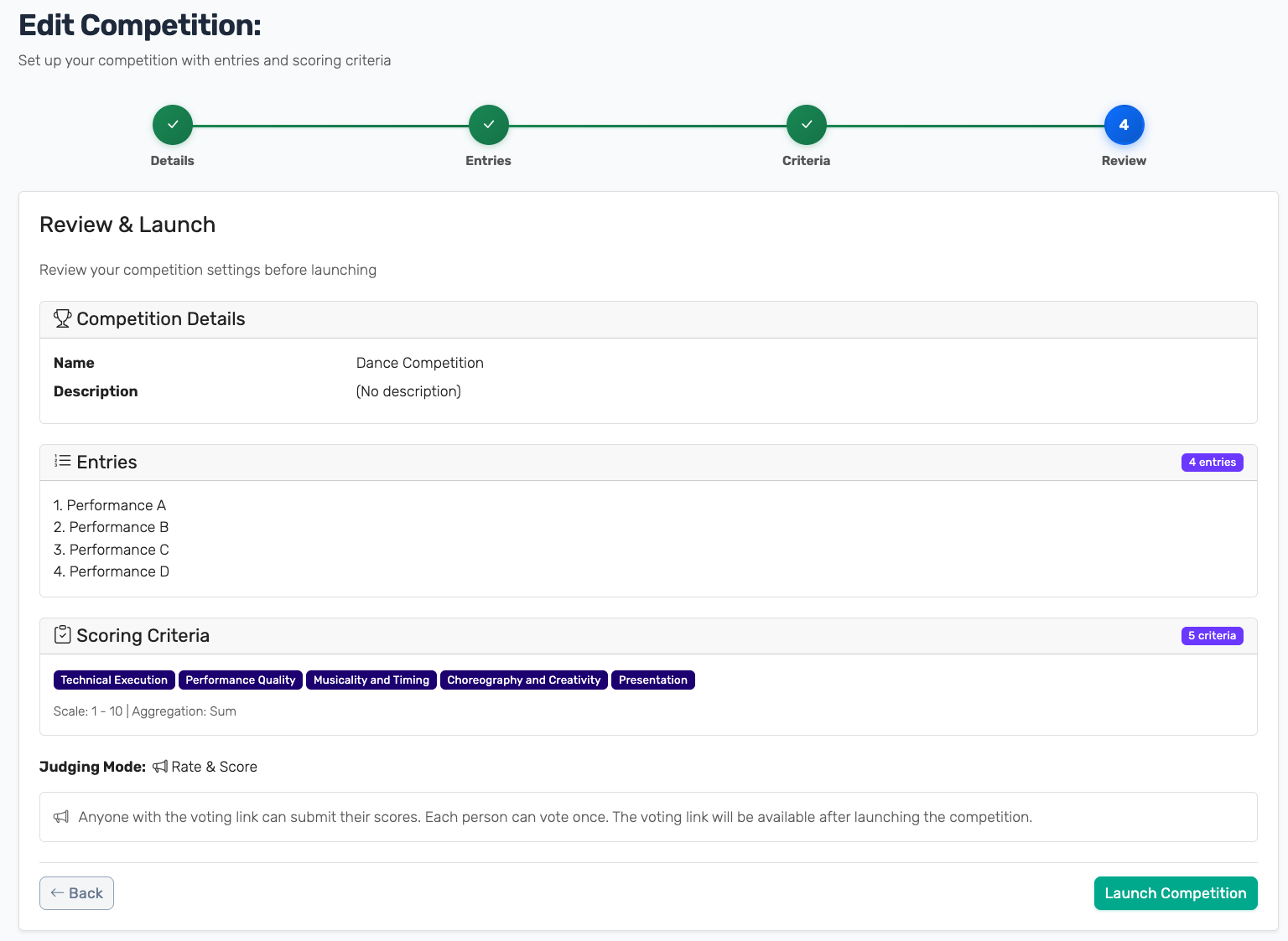 Wizard Step 4: review and launch