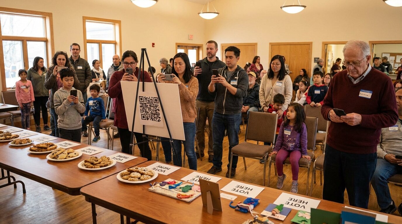 Feature screenshot: Community event with audience participating in voting